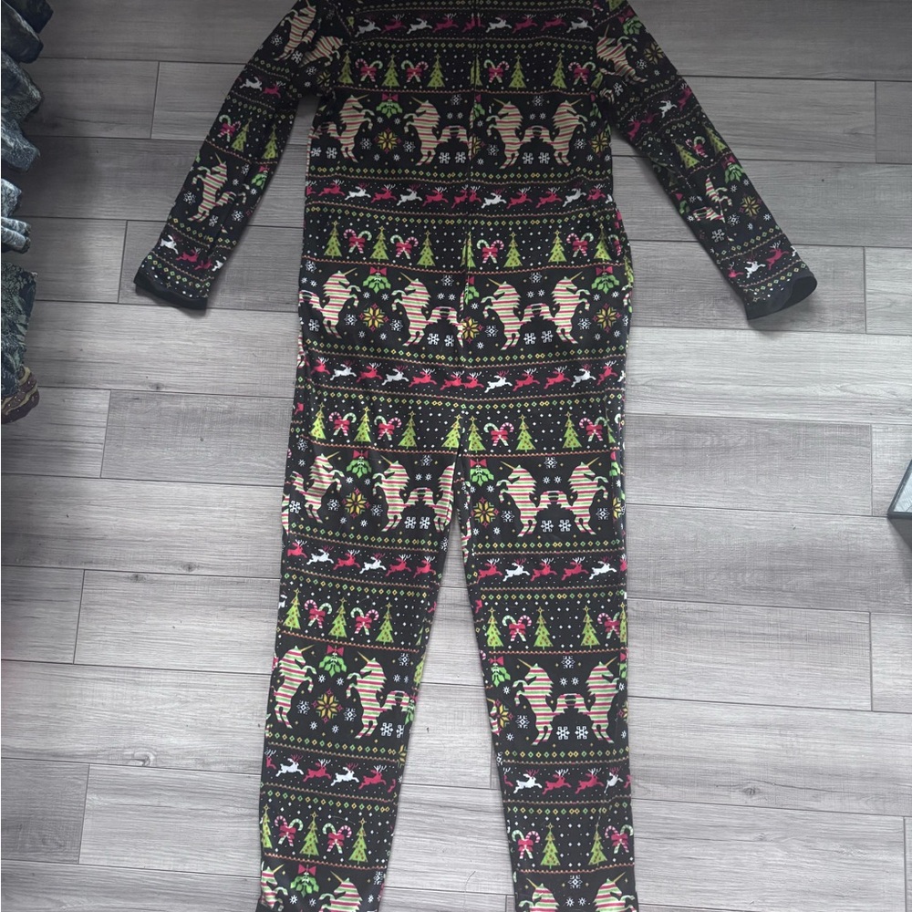 Christmas Festive Unicorn One Piece Pajamas
